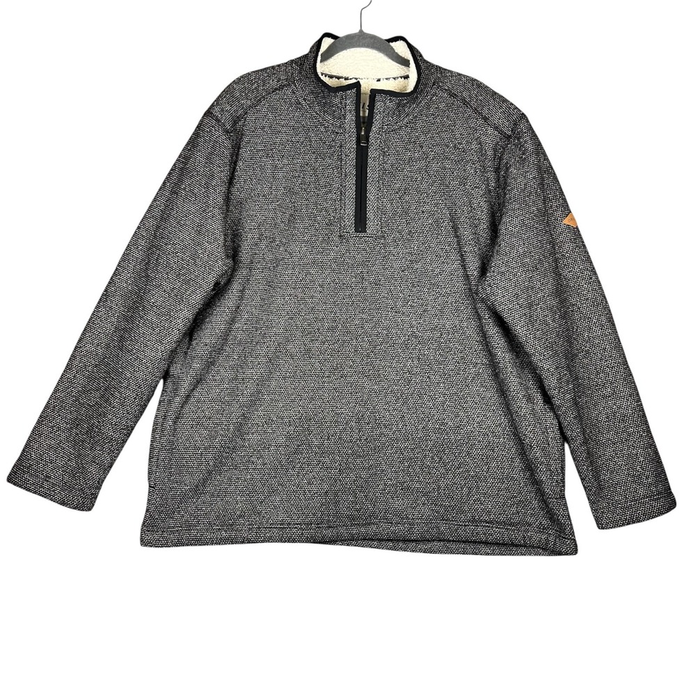 ORVIS 1/4 Zip Sherpa Lined Jacket Mens Size XXL 2X Black Gray‎ Pattern Warm Hike